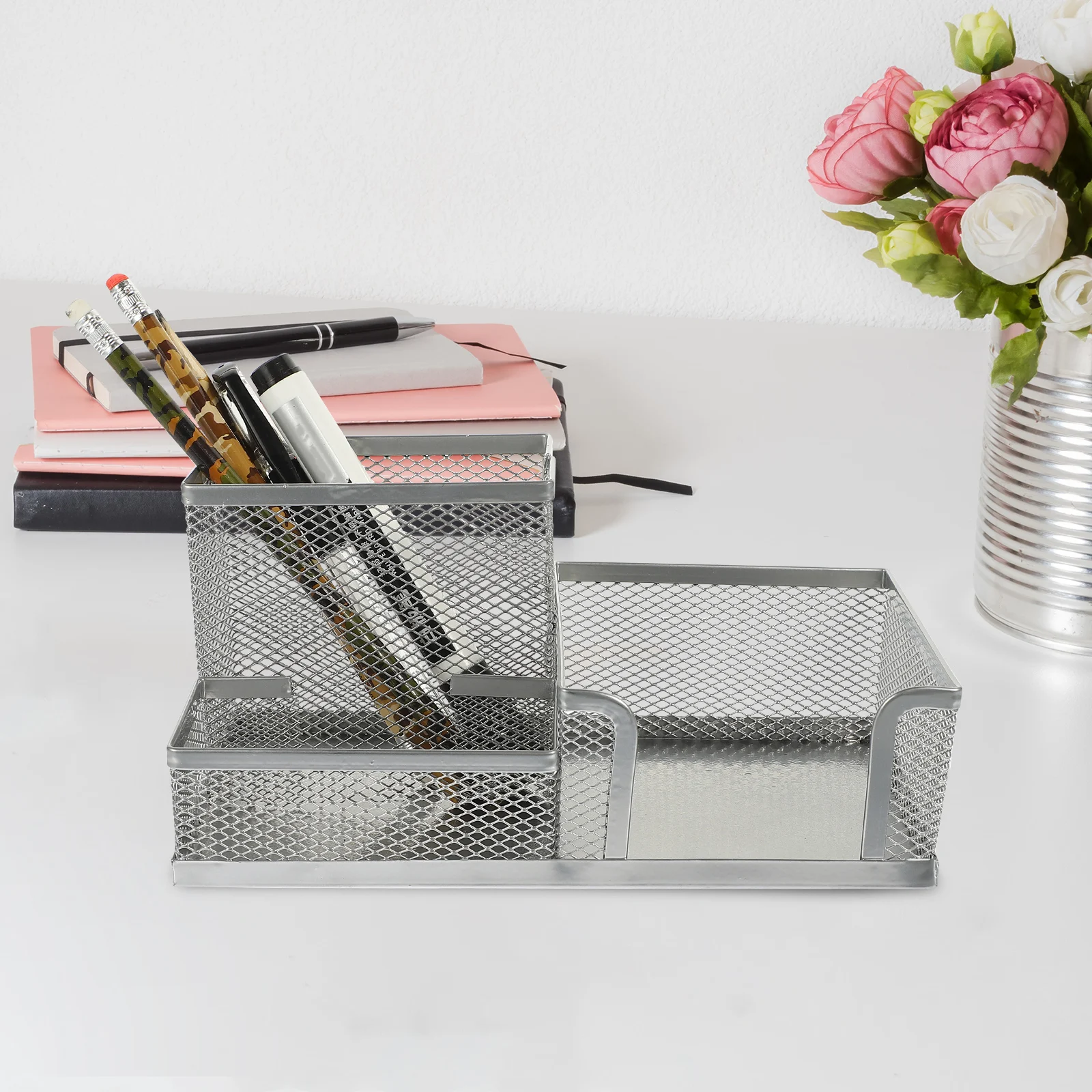

2 Pcs Desk Pen Holder Decoration Office Holders Case Organizer Iron Cup for Pens