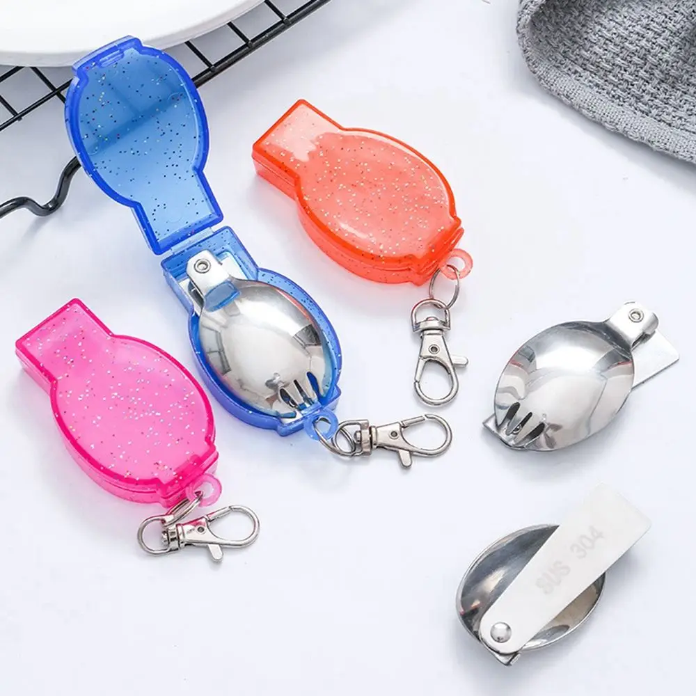 Storage Case Picnic Accessories Utensil Stainless Foldable Forks Folding Cookware Travel Camping Tool Pocket Spoon Fork