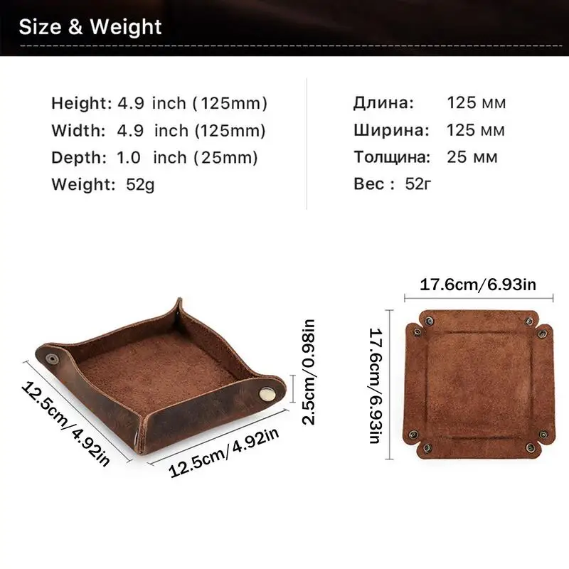 Leather Storage Tray Key Organizer Leather Jewelry Storage Box Valet Catchall Trays Kitchen Use For Men Items Sundries Key Ring