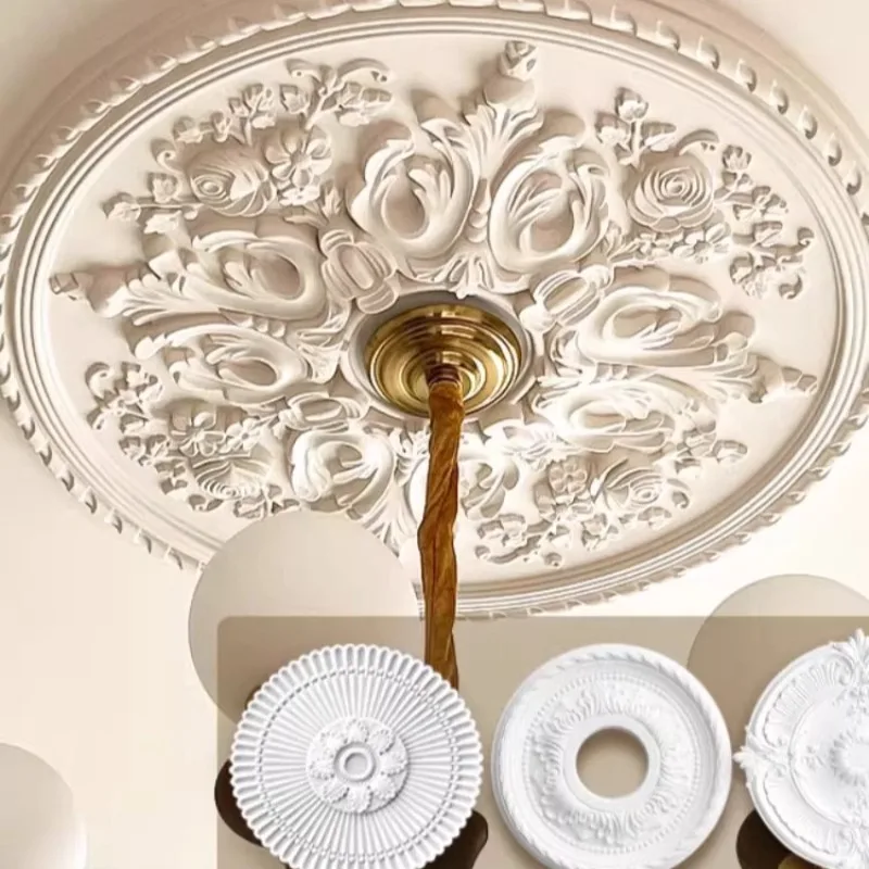 French pu lamp plate Internet celebrity imitation gypsum top surface decorative base round parquet combination gypsum lamp plate
