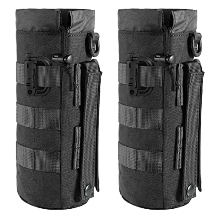 

Tactical MOLLE Water Bottle Pouch with Drawstring Open Top and Mesh Bottom, Military Water Bottle Holder Bag Sports Travel Hydr