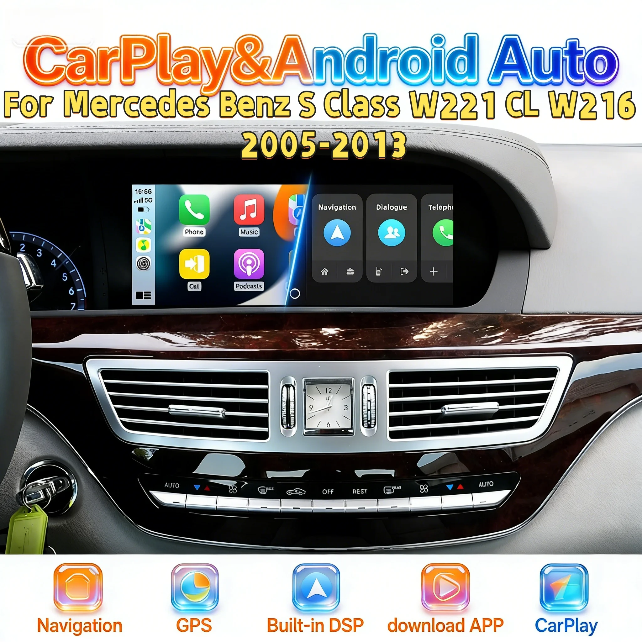 

12.3inch Multimedia Android BT 5.0 DSP Stereo For Mercedes Benz S W221 CL W216 2005-2013 Wireless Carplay Head unit Navigation