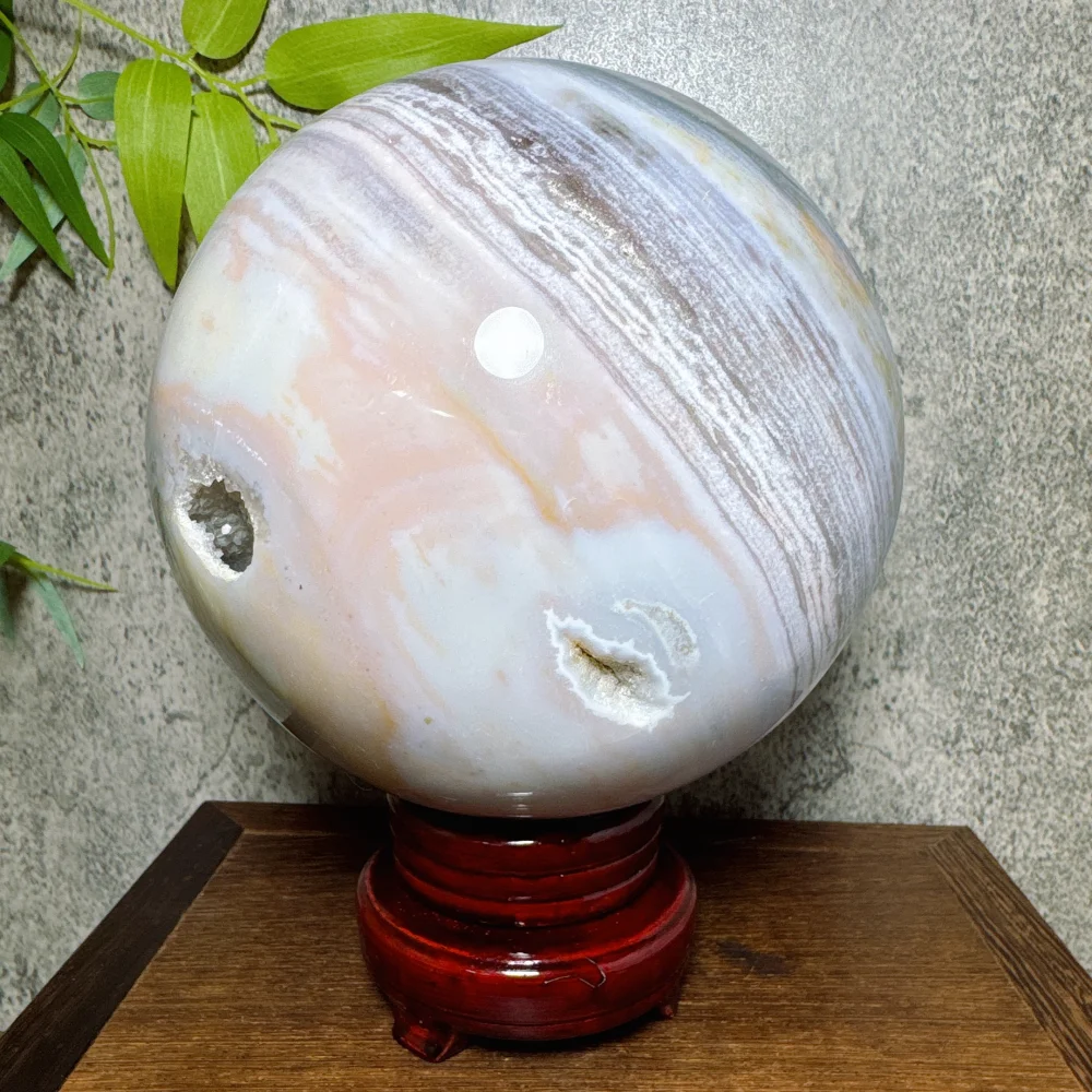 Natural Big Pink Ocean Jasper Crystal Sphere Unique Raw Geode Ball Reiki Healing Stone Quartz Home Decor Gemstones Mineral
