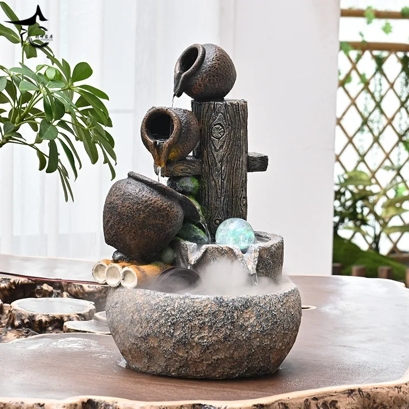 Rockery flowing water circulating water ornament living room tea room entrance company office front desk feng shui wheel landsca