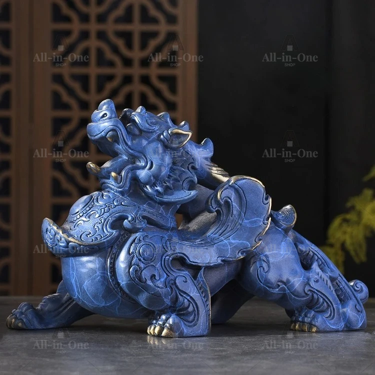 Dragon en laiton Feng Shui porte-bonheur pour la maison et le commerce : Éloigne les mauvaises energies et apporte prospérité.