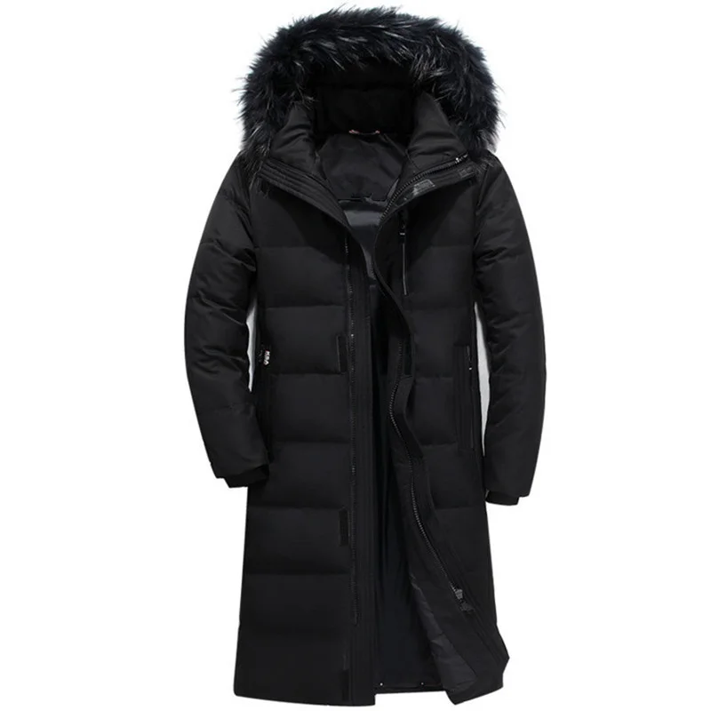 KOLMAKOV New Men's Duck Down Coats Winter Mens Goose Jacket for Big Tall Man X-long Parkas S-6XL with Detachable Hat