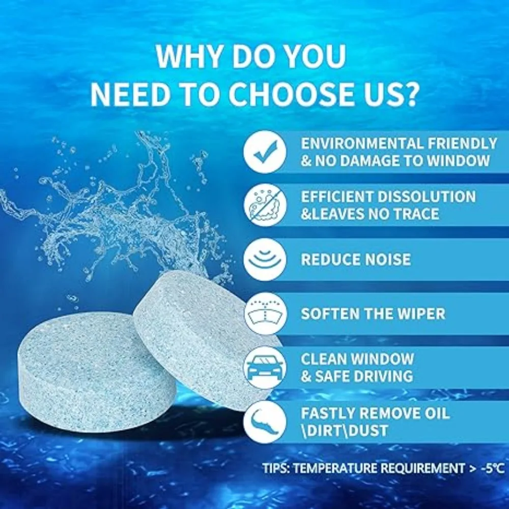 100/10pcs Car Solid Cleaner Effervescent Tablets Wiper Essence Automobile Accessories for Window Windshield Glass Cleaning