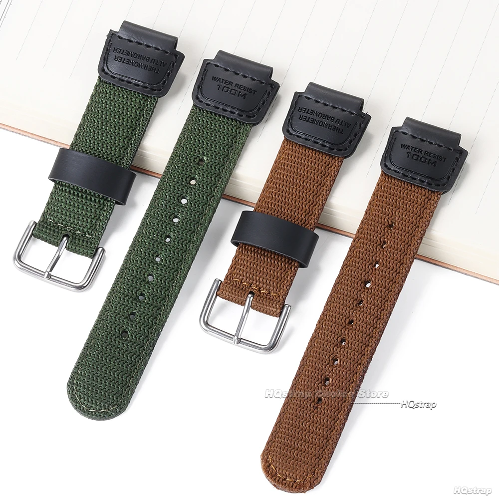 Nylon Strap for Casio AE-1200WH SGW-300 AQ-S810W F91W Convex Canvas Bracelet Men Women Sport Watchband 18mm Black Green Bracelet