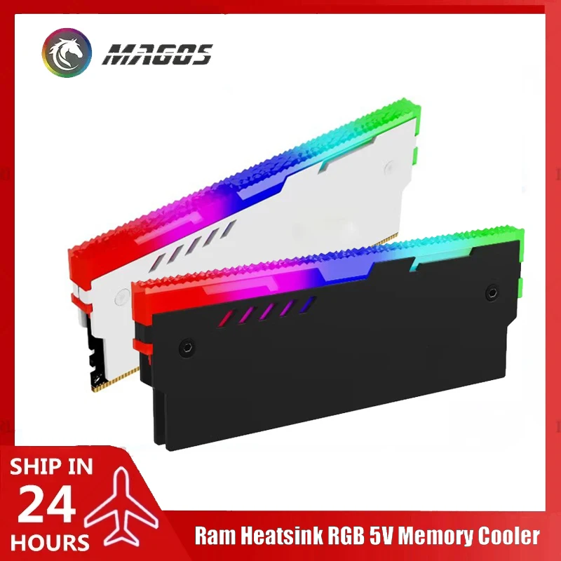 

Ram Heatsink RGB 5V Memory Cooler DDR5 DDR4 DDR3 ECC Universal Cooling Vest Addressable Black / White, 2Pcs/Pack