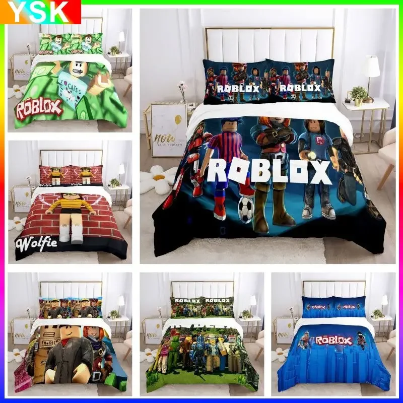 Virtual World Surrounding Roblox Sheet Quilt Cover Student Dormitory Bed Gift for Girls Kids Boy Two-dimensional Home Furnishing