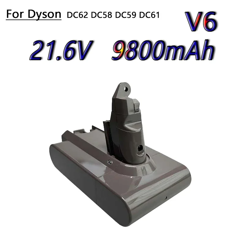 Bateria de iões de lítio para aspirador Dyson V6, bateria recarregável, V6, 21.6V, 4800mAh, 9800mAh, DC58, DC59, DC61, DC62, DC74