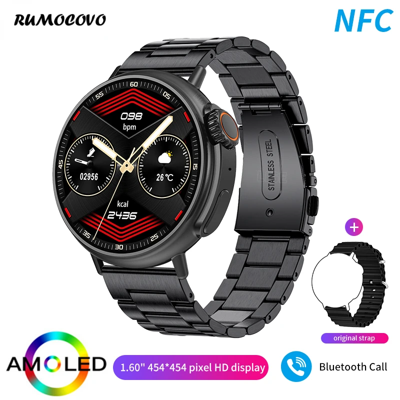 

RUMOCOVO® NFC Smart Watch Men AMOLED Ultra Series Sports Bracelet Bluetooth Call Waterproof Voice Assistant Men Smartwatch Women