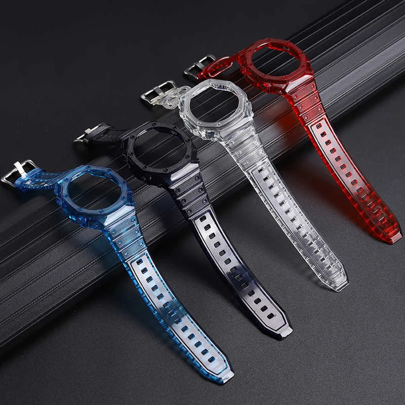 Transparent Silicone Watch Band For Casio G-SHOCK GA2100 GA2110 GA-B2100 Modified Integrated Case strap Resin Men accessories