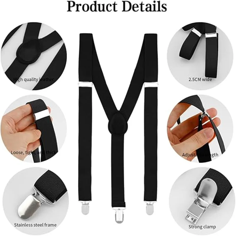 Men's Suspenders & Bow Tie Set Adult Narrow Suspenders With Bow Tie