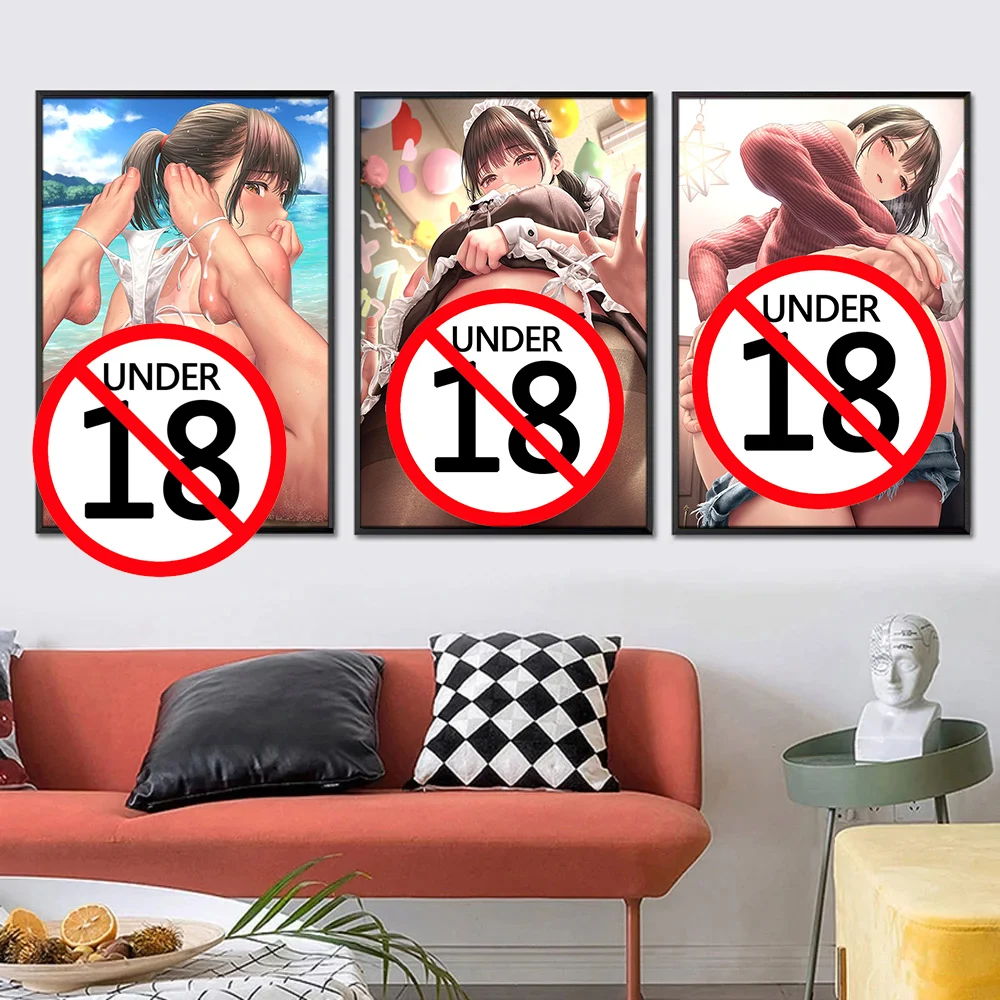 Cartoon Sexy Girls Modern Paintings HD Erotic Picture Hentai Anime Poster and Print Canvas Wall Art For Interior Home Room Decor