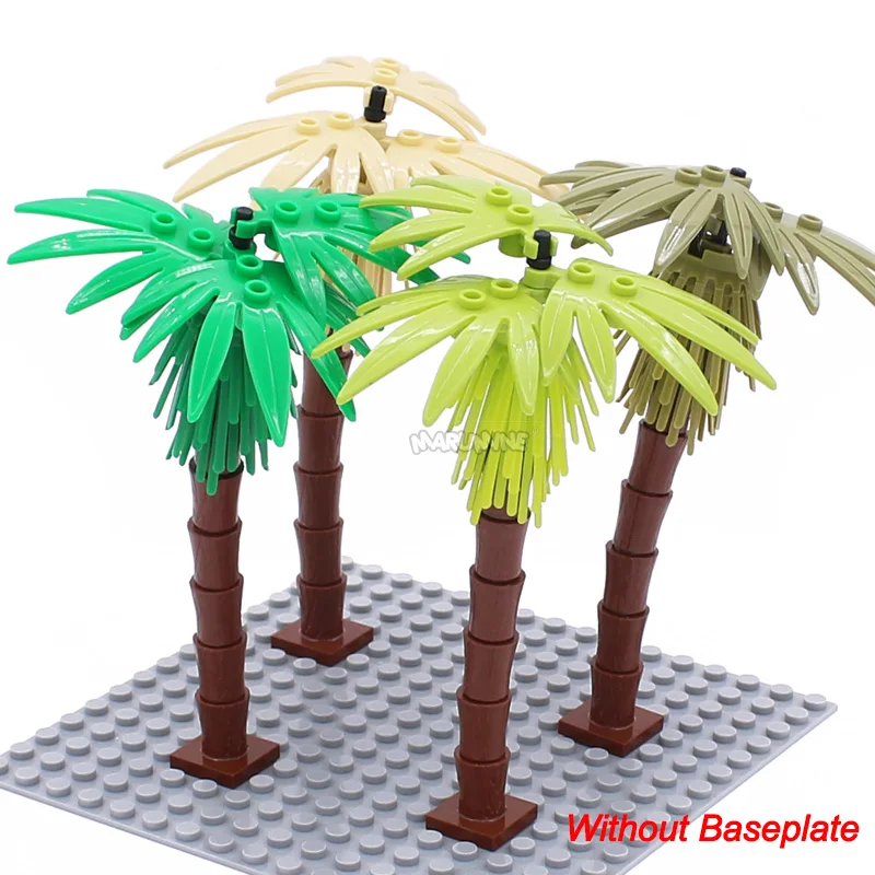 MARUMINE 4PCS Kokospalme MOC Stadt Pflanze Bausteine Ziegel Garten Bonsai Wald DIY Klassische Modell Kit 30338 30239