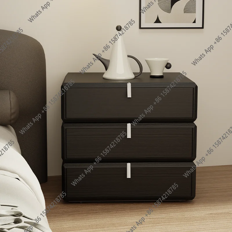 Rotating bedside table simple modern bedroom bedside table light luxury high sense solid wood Italian minimalist