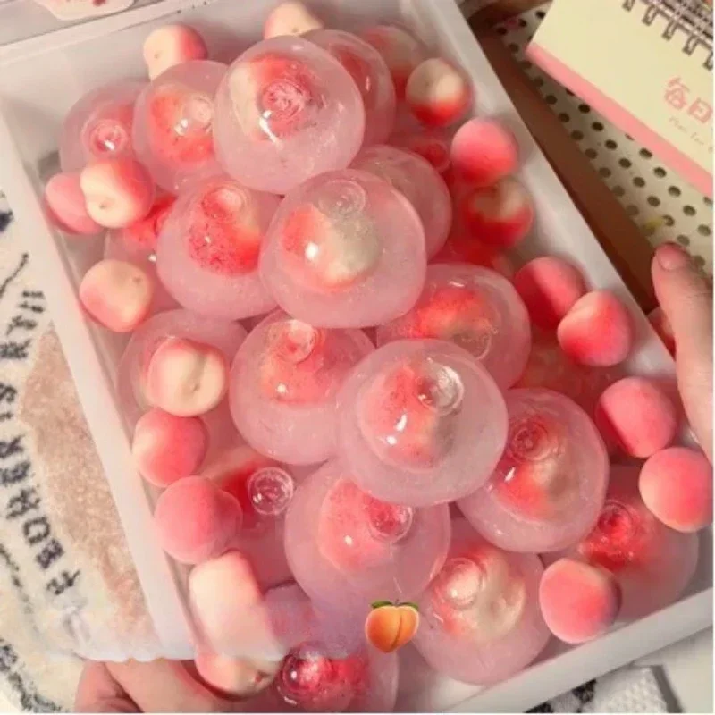 ASMR Pfirsich-Slushy Quetschspielzeug, durchscheinend rosa Stressball, Jelly Mochi Squeeze Toy für Angstzustände, ADHS, niedliches Schreibtisch-Fidget-Geschenk – Detail 3