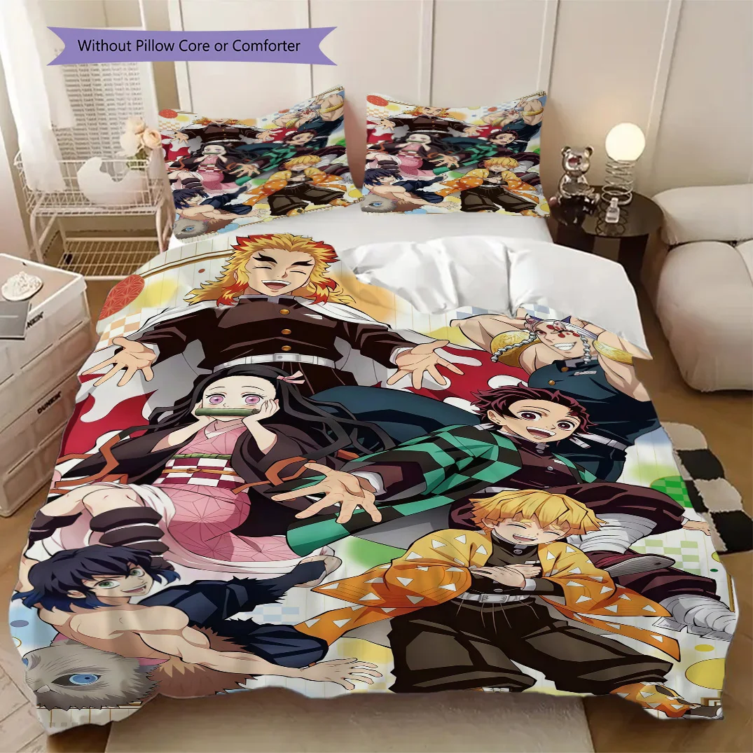 Anime Demon Slayer Soft Comfortable Duvet Cover, Children's Bedding Set Gift, Various Sizes Available LXRa9
