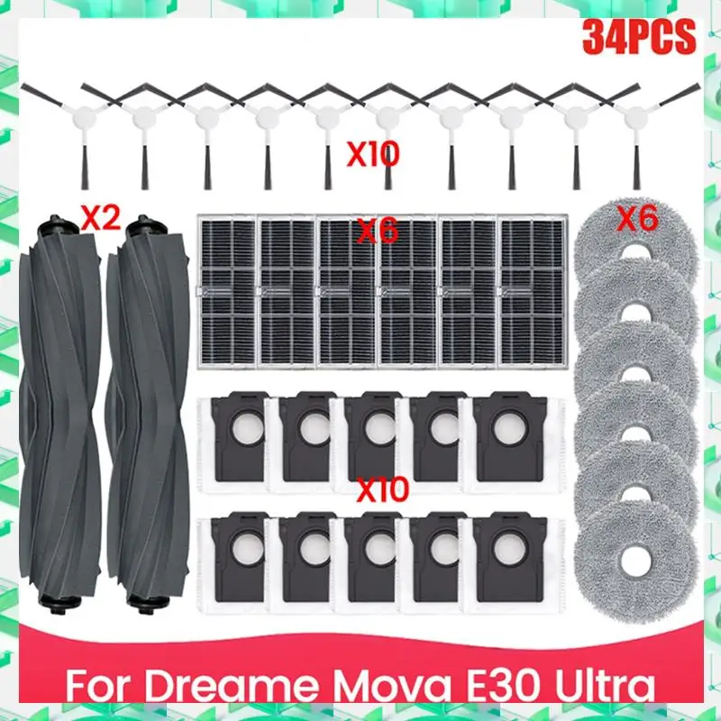

FIZP для Dreame Mova E30 Ultra, запасные части для пылесоса, основная боковая щетка, фильтр Hepa, швабра, тканевые мешки для пыли, аксессуары