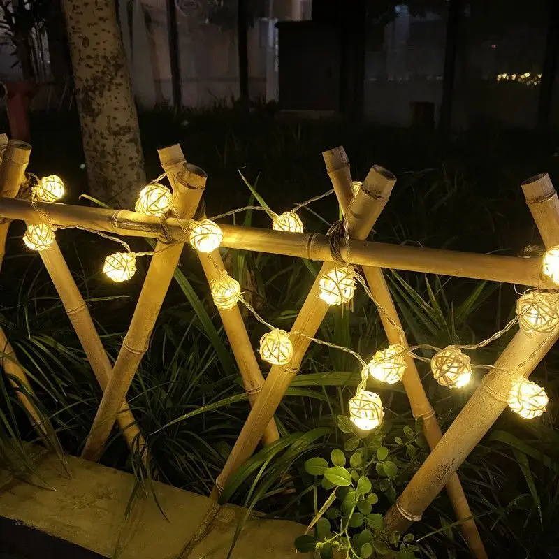 

Solar Globe String Light Outdoor 20 LED 5m Rattan Ball Lamp 8 Modes Waterproof Solar Powered Fence Light for Garden Yard Gazebo