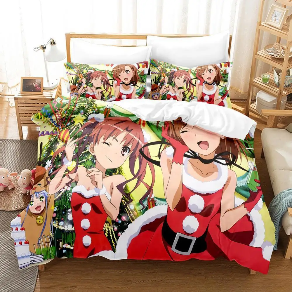 

Hip Hop Misaka Mikoto Bedding Set Cartoon Anime three-piece set Adult Kid Bedroom Duvet cover Sets Kawaii Girl twin bedding set