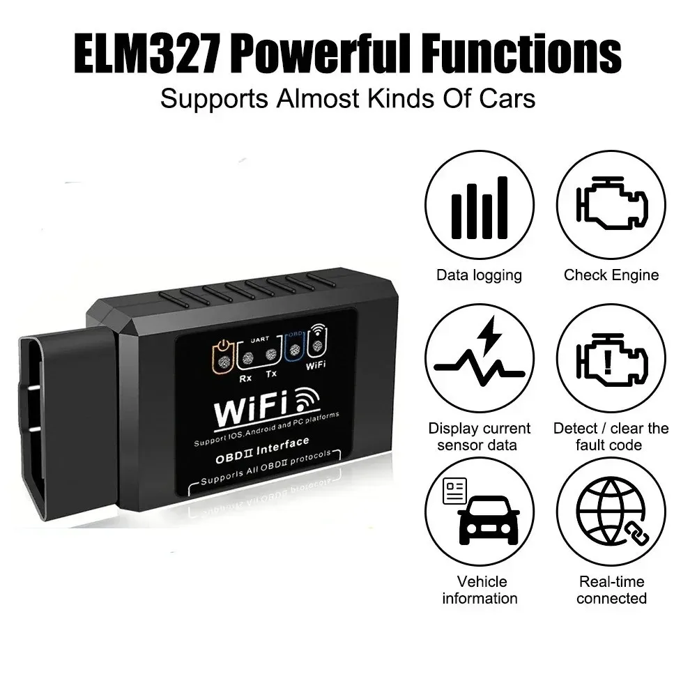 

OBDII Code Reader WIFI ELM327 V1.5 OBD2 Scanner Wireless Car Bluetooth Auto Diagnostic Tool for IPhone IOS Android System