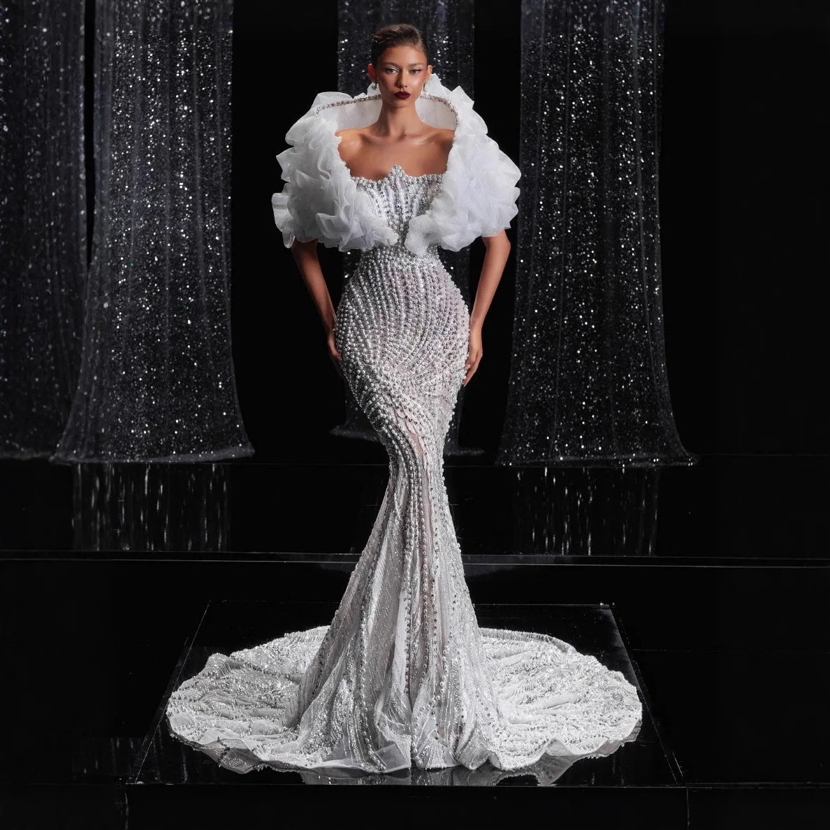 

Длинное облегающее платье с вышивкой бисером, свадебное платье Ele, длиной до пола, вечернее платье для ежегодного собрания Cany