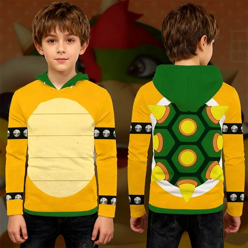 Kinder-Dinosaurier-Hoodie für Jungen und Mädchen, 3D-Schildkrötenpanzer-Design, Cartoon-Tier-Pullover, Sweatshirt mit langen Ärmeln und Kapuze. – Detail 10