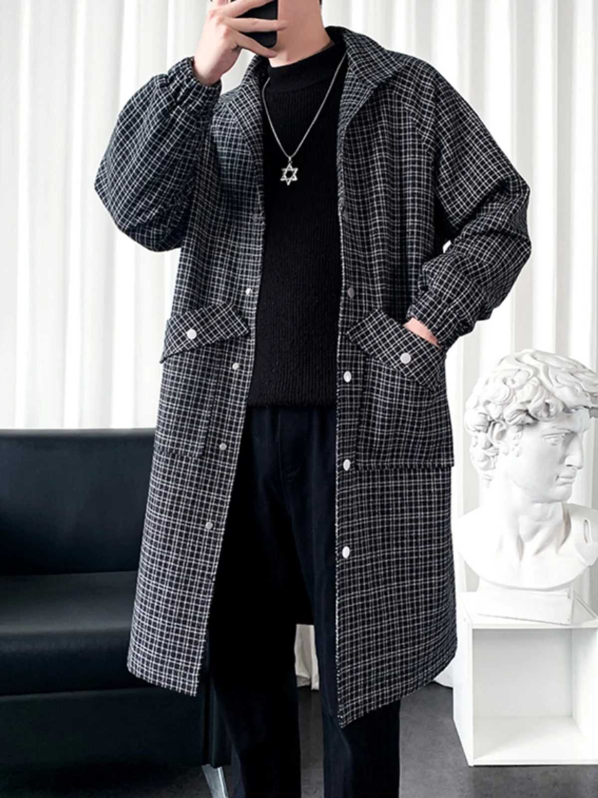 

Мужская ветровка средней длины в клетку 2024: Новая модная ветрозащитная куртка в стиле кэжуал с легким ароматом французского стиля