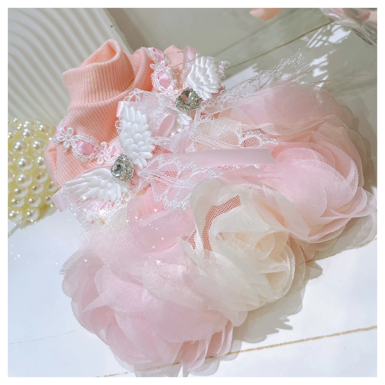 

Pet Spring Princess Skirt Lace Puff Skirt Yorkshire Cute Bubble Sleeve Dress Dog Dresses for Small Dogs Puppy Clothes