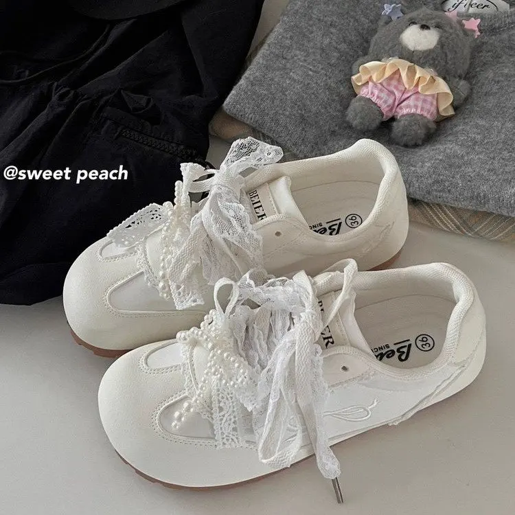 أحذية نسائية على طراز الباليه، أحذية رياضية منخفضة الارتفاع ذات نعل مطاطي مريح وقابل للتنفس، أحذية بيضاء متعددة الاستخدامات، ... #5