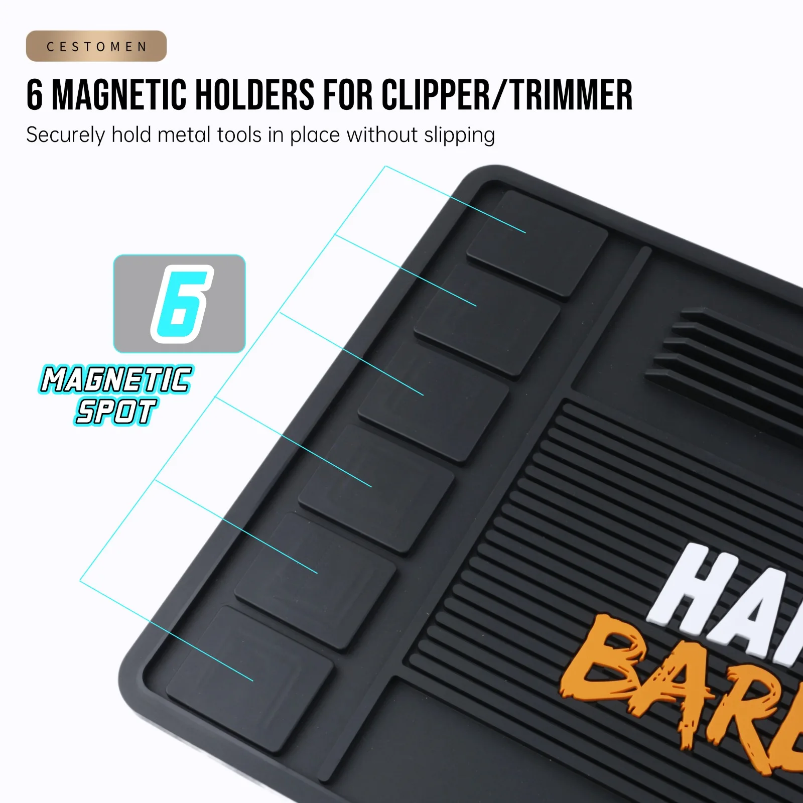 Salon Non-Slip Silicone Table Organizer Pad Barber Clipper Comb Scissors Storage Mat Hairdressing Tool Magnetic Slot Storage Pad