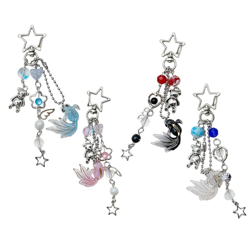 Marine Inspired Jellyfish and Star Beaded Phone Charm Accessory Multipurpose Keychain Pendant Sturdy Key Holder