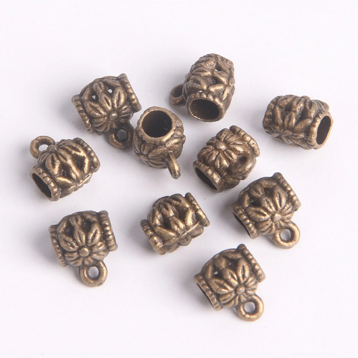 20pcs 10x8mm Antique Bronze Metal Loose Beads Bails For Jewelry Making DIY Bracelet Findings