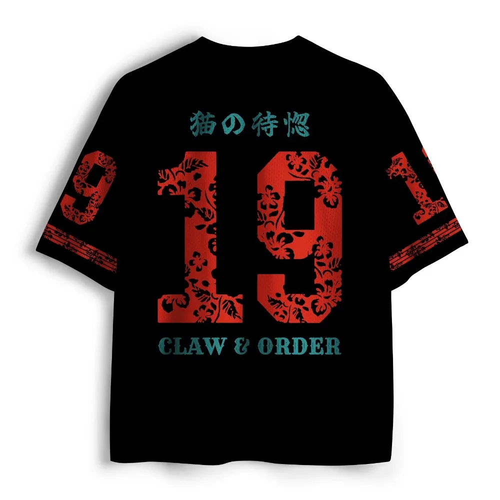 Japanese Cat Guard Fun 3DPrint Sports Breatha Quick-Dry MenWomen's V-Neck TShirt Y2K Street Casual Fashion Parent-child Clothing