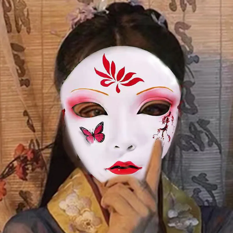 

Hand-painted Beauty Mask Rave Party Halloween Dance Masquerade Women's Gift Chinese Hanfu Cosplay Clothing Mask Accessories