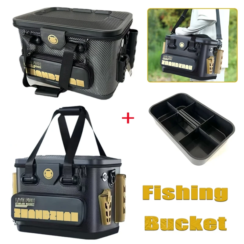 

EVA Multifunctional Fishing Bucket Live Fish Box Hard Fishing Pliers Pole Tools Storage System Portable Thickened Fishing Barrel