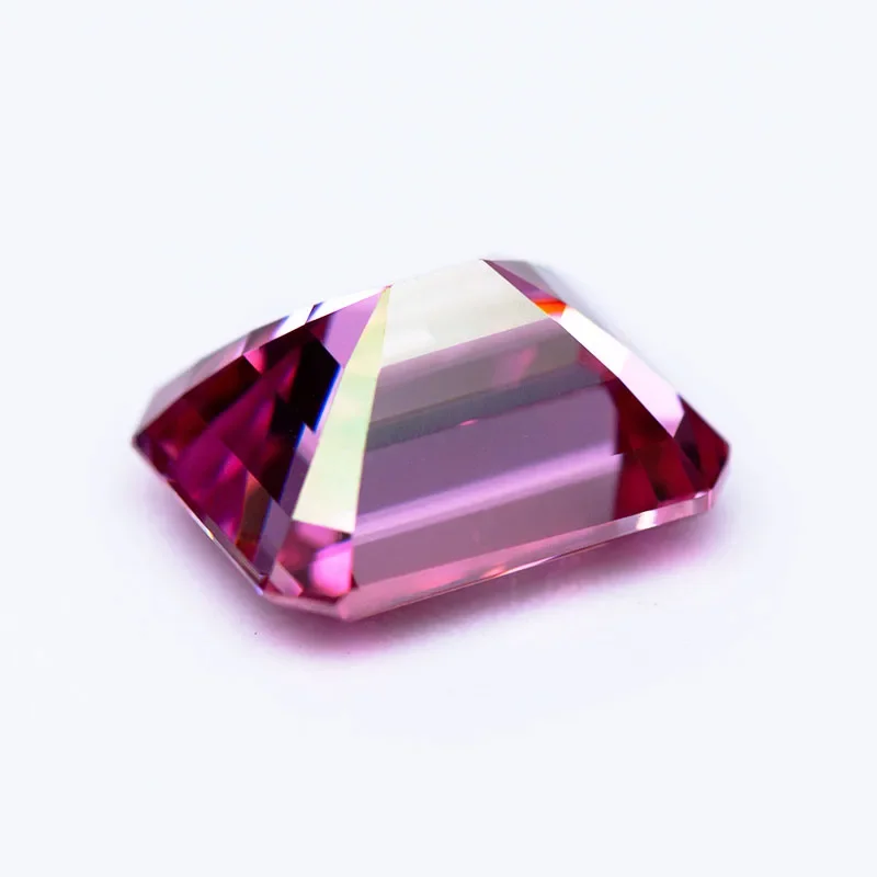 

Hot Sales Moissanite Stone Emerald Cut Pink Color Charms Lab Grown Diamond DIY Ring Necklace Main Materials with Certificate