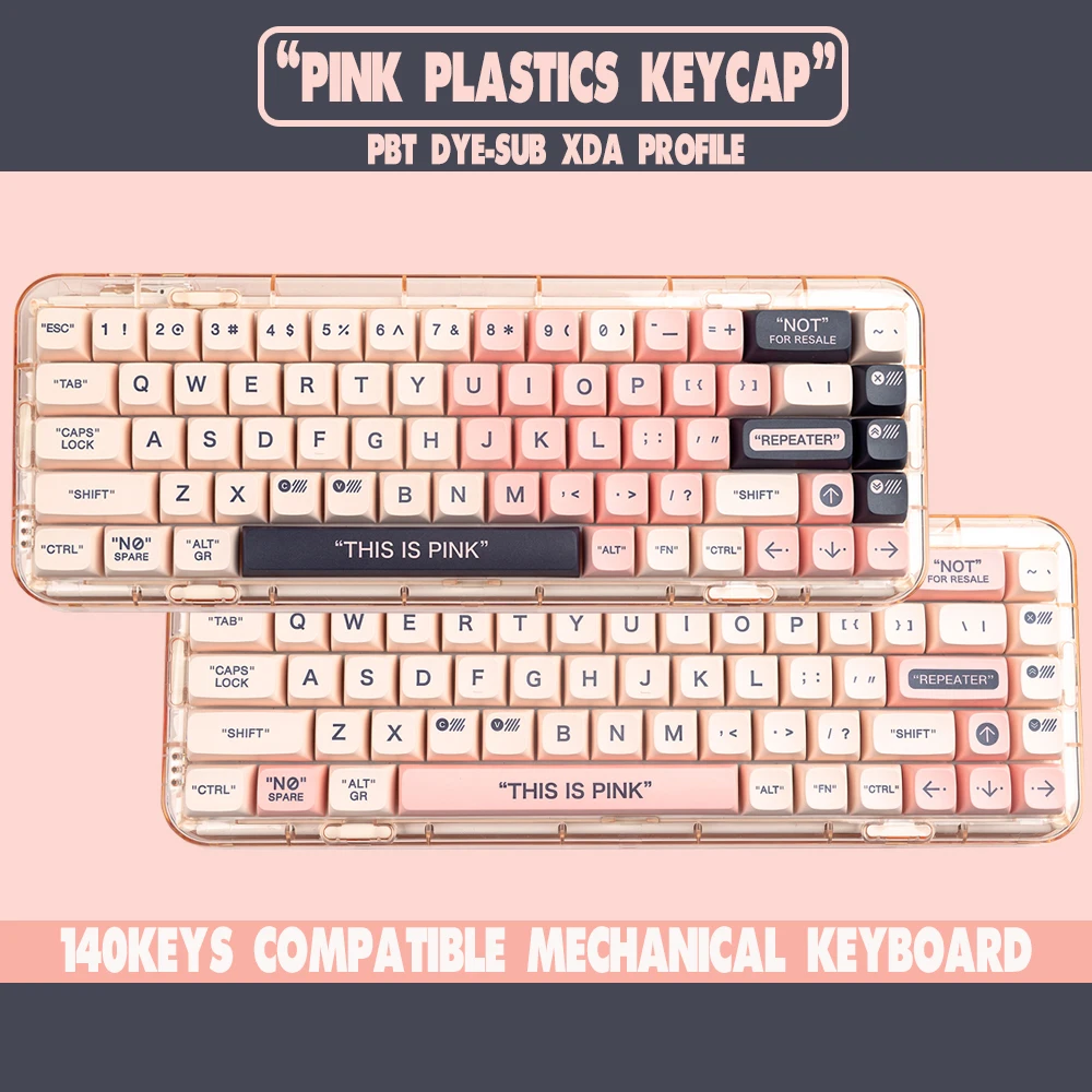 

PINK Plastics Keycap Set 140Keys XDA Profile PBT Compatible Gateron Cherry MX Switches Mechanical Gaming Keyboard Keycap