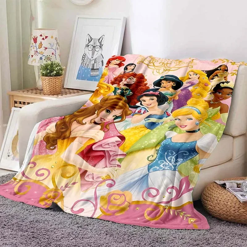 Full Size Disney Princess Blanket for Sofa Cartoon Soft Black Flannel Throw Fluffy Bed Blanket New Born Winter Blanket Baby Gift