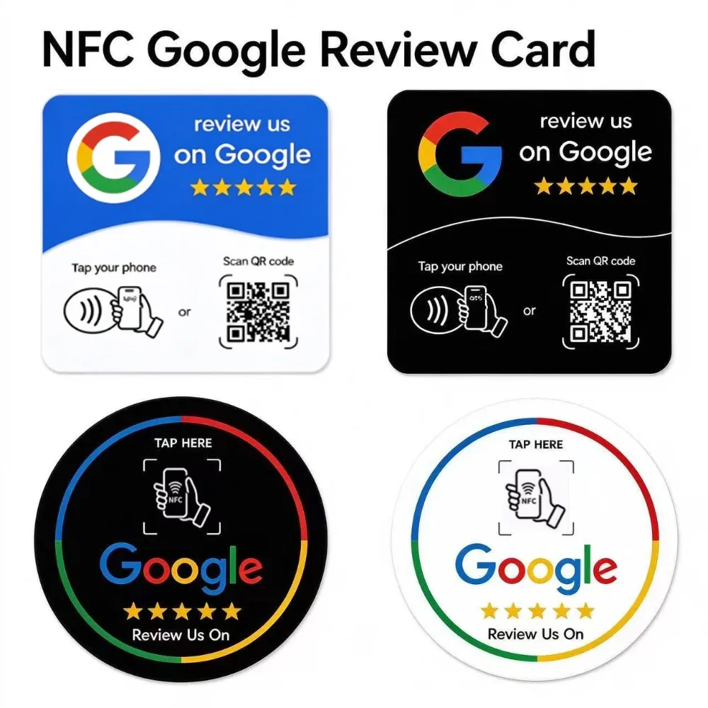 1-5 pièces, plaque NFC en acrylique multilingue pour avis d'entreprise, Google Review, gestion dynamique du lien QR par tap, installation facile, aucune application requise