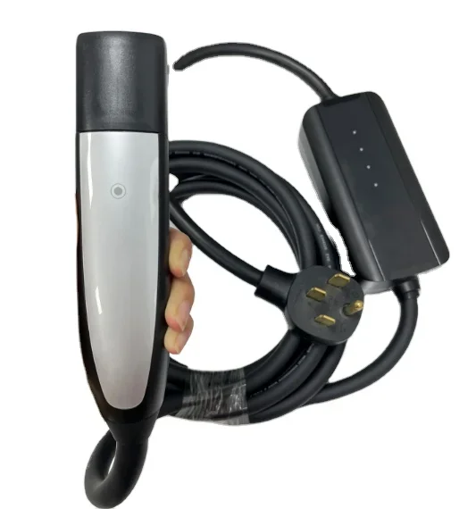 Tesla 7kw single phase 32A  portable ev charger with  LCD and blue cee PA66+glass fibre socket CCS1 TO Tesla Adapter