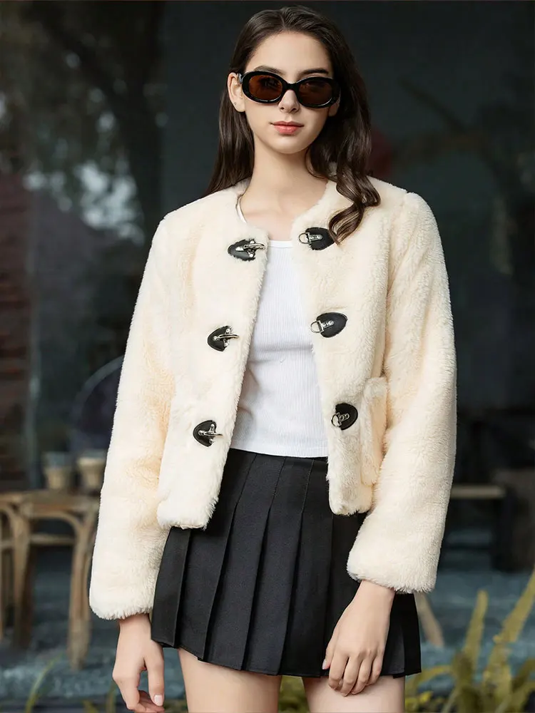 HH الخريف الشتاء النساء الدافئة اقتصاص معاطف س الرقبة طويلة الأكمام زر جاكيتات المرأة أزياء أنيقة الصلبة ملابس خارجية