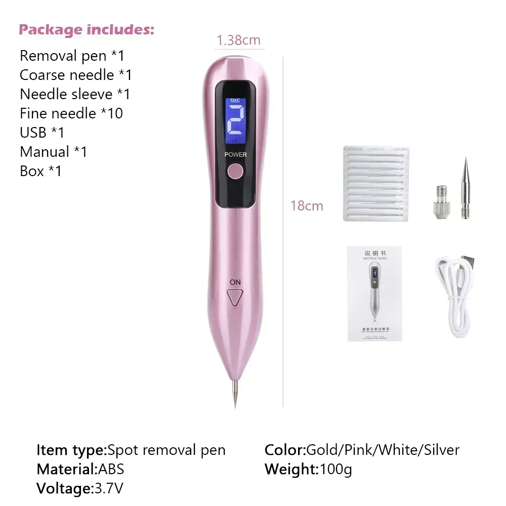 9 Level LCD Plasma Pen Laser Tattoo Mole Removal Machine LED Lighting Dark Spot Remover Freckle Wart Face Skin Tag Mole Removal