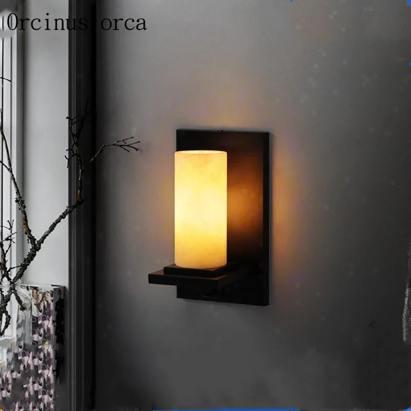 

American industrial wind country marble wall lamp living room corridor bedside lamp European style creative LED wall lamp