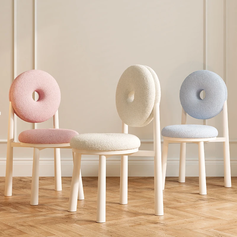 Nordic Creamy Donut Leisure Chair - Modern Minimalist Dining Stool, High-End Bedroom Lambswool Seating, Stylish Furniture