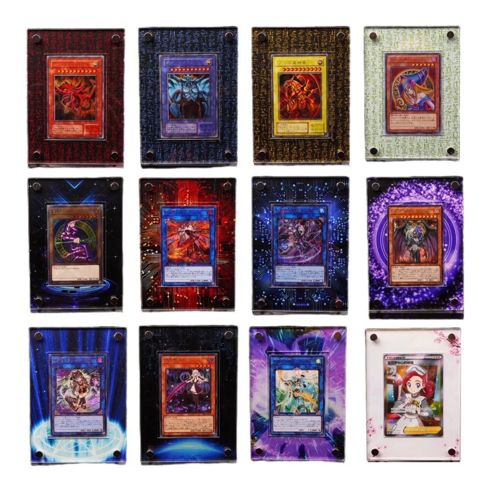 Yu Gi Oh Egyptian God Dark Magician Girl Polymerization Acrylic Card Brick Anime Classics Game Collection Card Display Stand Toy