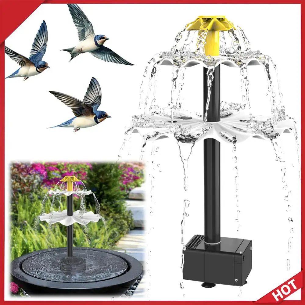 

3 Tiered Decorative Fountain with 2W Solar Panel Water Fountain and Birdbath for Bird Bath Garden Fish Tank Outdoor Bird Feeder