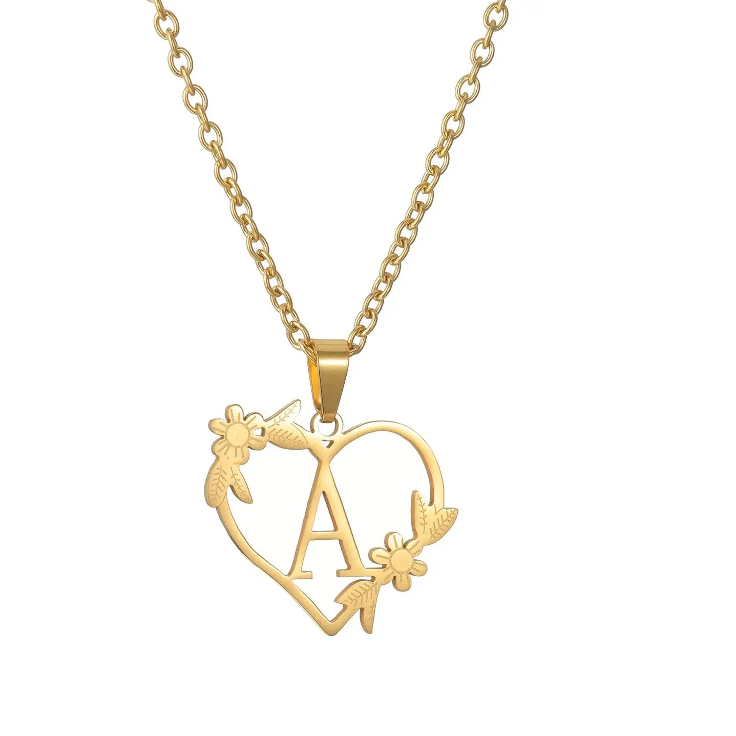 Ожерелье с подвеской из нержавеющей стали, ожерелье с буквами в форме сердца для женщин, Золотая цепочка, аксессуары, ювелирные изделия, Подарок на годовщину, новые аксессуары